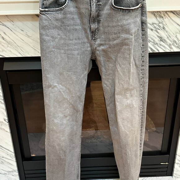 Zara Full Length TRF Mid Rise Wide Leg Jeans Gray - Picture 2 of 6